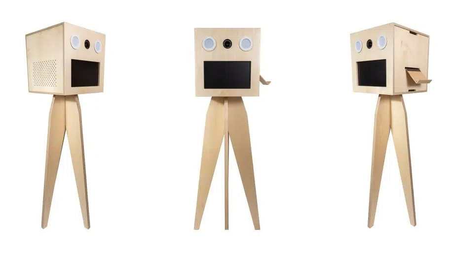 borne photo en bois